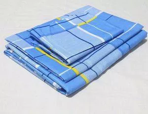 蓝白黄格三件套